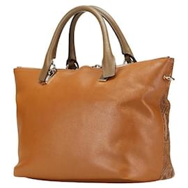 Chloé-Chloe Official Unnamed Python Leather 2way Bag-Brown