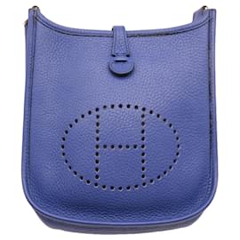 Hermès-Hermes Evelyne TPM Leather Shoulder Bag Blue-Blue