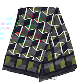 Gucci-Gucci Geometric Print Square Scarf in Multicolor Silk-Multiple colors