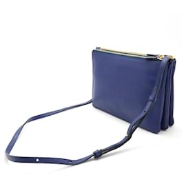 Céline-Celine Trio Leather Shoulder Bag-Blue