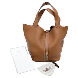 Hermès-Hermes Picotin Lock MM Handbag Brown Leather-Brown
