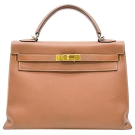 Hermès-Sac à main Hermes Kelly 32 en cuir marron-Marron