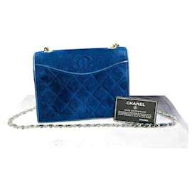 Chanel-Chanel Matelasse Suede Leather Shoulder Bag-Blue