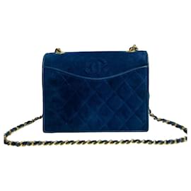 Chanel-Chanel Matelasse Suede Leather Shoulder Bag-Blue