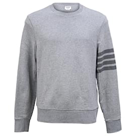 Thom Browne-Thom Browne Relaxed Fit Tonal 4 Bar Sweatshirt in Grey Cotton-Grey