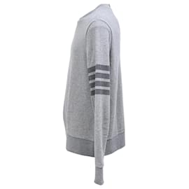 Thom Browne-Thom Browne Relaxed Fit Tonal 4 Bar Sweatshirt in Grey Cotton-Grey