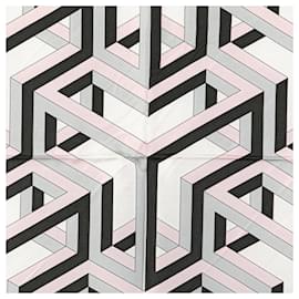 Hermès-Hermes CARRE CUBE Silk Scarf-Grey