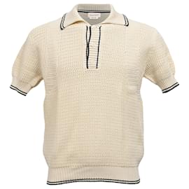 Alexander Mcqueen-Alexander McQueen Knitted Polo Shirt in White Cotton-White,Cream