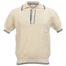 Alexander McQueen Strick-Polo-Shirt aus weißer Baumwolle Weiß Roh