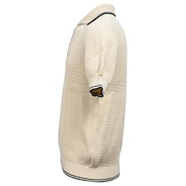 Alexander Mcqueen-Alexander McQueen Knitted Polo Shirt in White Cotton-White,Cream
