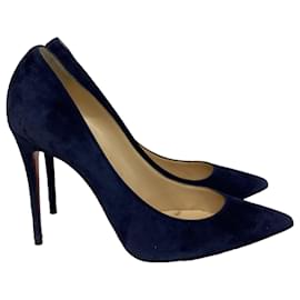 Christian Louboutin- Christian Louboutin Kate Pumps in Navy Blue Suede-Blue,Navy blue