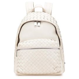 Bottega Veneta Intrecciato Leather Backpack White