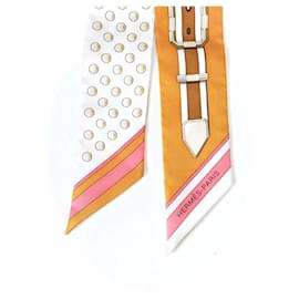 Hermès-Hermes GRAND TRALALA Silk Scarf-White