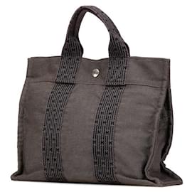 Hermès-Sac tote en toile Hermès Herline PM-Gris