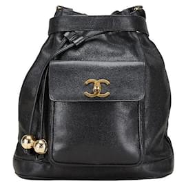 Chanel-Chanel Coco Mark Caviar Skin Shoulder Bag-Black