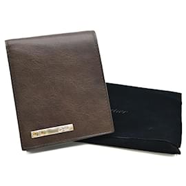 Cartier-Cartier Santos Leather Bifold Wallet Brown-Brown
