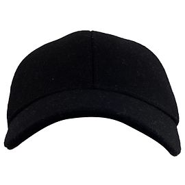 Saint Laurent Cassandre Baseball Hat in Black Wool Black