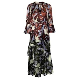 Erdem-Erdem Florence Ruffled Printed Midi Dress in Multicolor Silk-Multiple colors