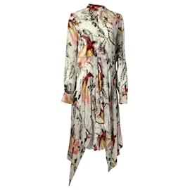 Erdem-Erdem Asymmetrical Kaylah Printed Dress in Multicolor Silk-Multiple colors