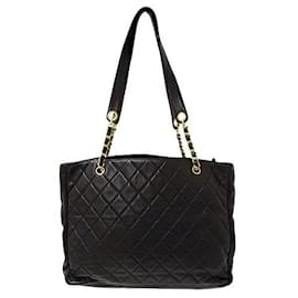 Chanel-Chanel Lambskin Matelassé Tote Bag-Black