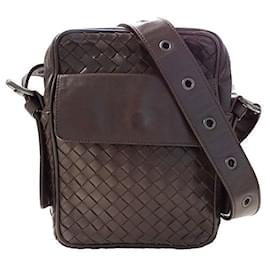 Bottega Veneta-Bottega Veneta Leather Shoulder Bag Dark Brown-Brown