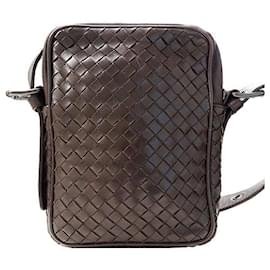 Bottega Veneta-Bottega Veneta Leather Shoulder Bag Dark Brown-Brown