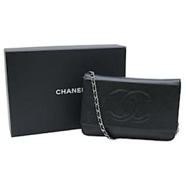 Chanel-Chanel Caviar Chain Wallet Shoulder Bag Black-Black