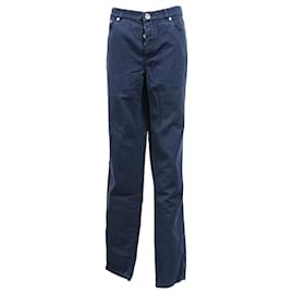 Brunello Cucinelli-Brunello Cucinelli Straight-Leg Trousers in Navy Blue Cotton-Blue,Navy blue