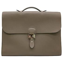 Hermès-Hermes Togo Leather Sac a Depeche Briefcase-Grey