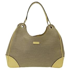 Gucci-Gucci Canvas Shima Leather Shoulder Bag-Yellow