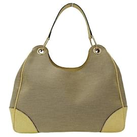 Gucci-Gucci Canvas Shima Leather Shoulder Bag-Yellow