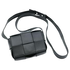 Bottega Veneta-Bottega Veneta Intrecciato Leather Candy Cassette Crossbody-Black