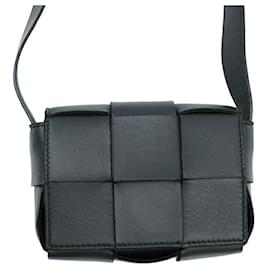 Bottega Veneta-Bottega Veneta Intrecciato Leather Candy Cassette Crossbody-Black