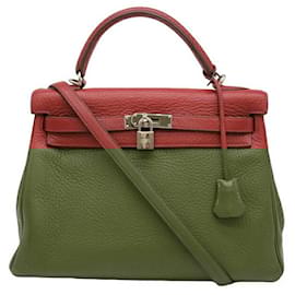 Hermès-Hermes Kelly 32 Handbag Red Leather-Red