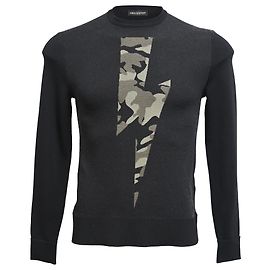 Neil Barrett Camo Lightning Bolt Sweater in Multicolor Wool Multiple colors