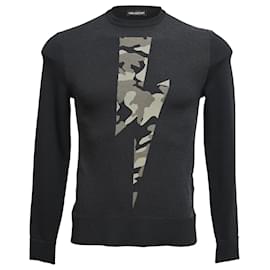 Neil Barrett-Neil Barrett Camo Lightning Bolt Sweater in Multicolor Wool-Multiple colors