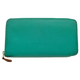 Hermès-Hermes Azap Long Silk'in Wallet Green-Green