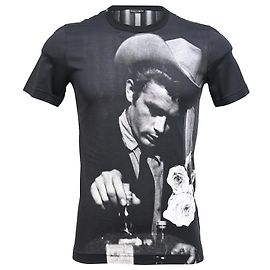 T-shirt en coton noir avec impression photo de James Dean de Dolce & Gabbana Noir