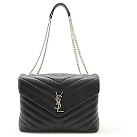 Yves Saint Laurent-Saint Laurent Loulou Leather Shoulder Bag-Black