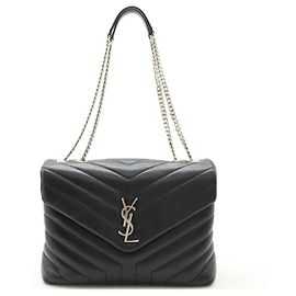 Yves Saint Laurent Bolsa de Ombro de Couro Loulou da Saint Laurent Preto