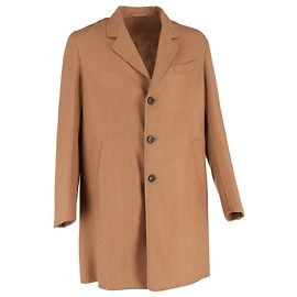Loro Piana Caruso Single Breasted Coat in Brown Wool Brown Red