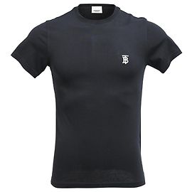 Burberry TB Monogram T-Shirt aus schwarzer Baumwolle Schwarz