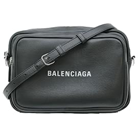 Balenciaga-Balenciaga Leather Shoulder Bag Everyday Black-Black