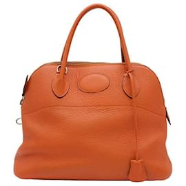 Hermès-Hermes Bolide 31 Leather Handbag Orange-Orange