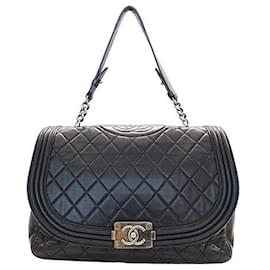Chanel-Chanel Boy Lambskin Shoulder Bag Black-Black