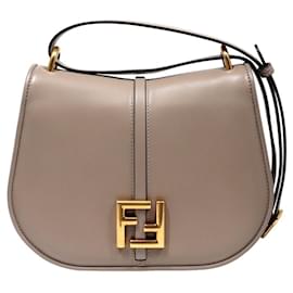 Fendi-Fendi Medium Shoulder Bag Gray Leather-Grey