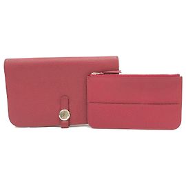 Hermès Hermes Dogon GM Long Wallet Rouge Red