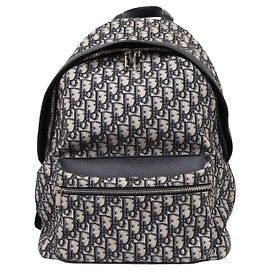 Mochila de couro em canvas jacquard oblíquo Dior Marrom Bege