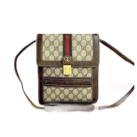 Gucci-Gucci Old Gucci GG Logo Leather Shoulder Bag-Metallic,Bronze