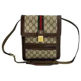 Gucci-Gucci Old Gucci GG Logo Leather Shoulder Bag-Metallic,Bronze